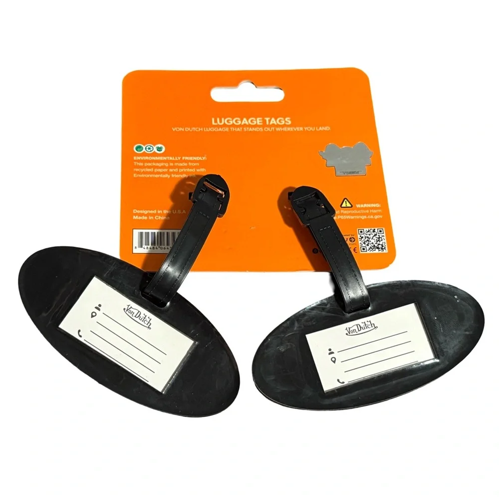 Von Dutch Originals NWT Red and Black Oval Luggage Tag Duo